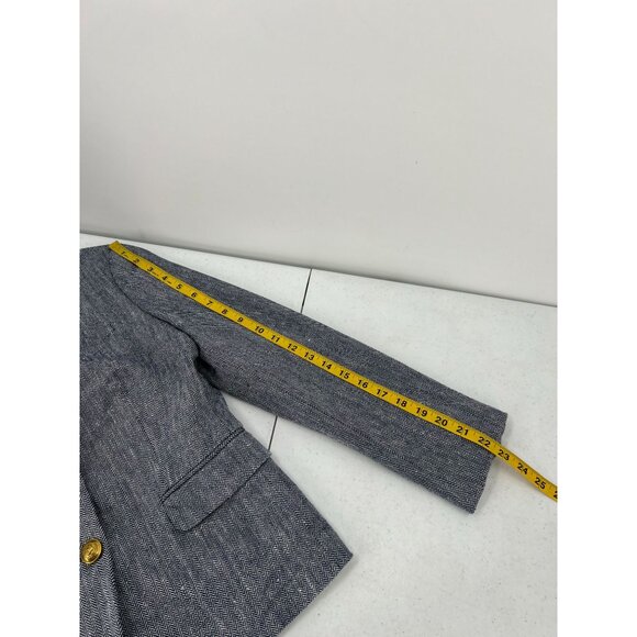 J.Crew 2 Dalton Herringbone Blazer Linen Blend Gold Buttons Gray Preppy Academia - Picture 9 of 11